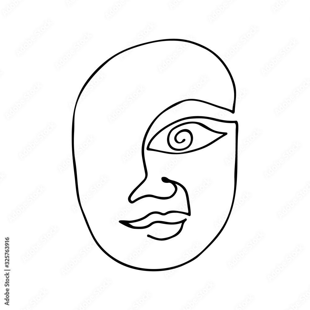 Abstract face drawn in doodle style. Hand-drawn linear image for terrier, business, web, logo, fashion. Abstract face drawn in doodle style. Hand-drawn linear image for terrier, business, web, logo, fashion.