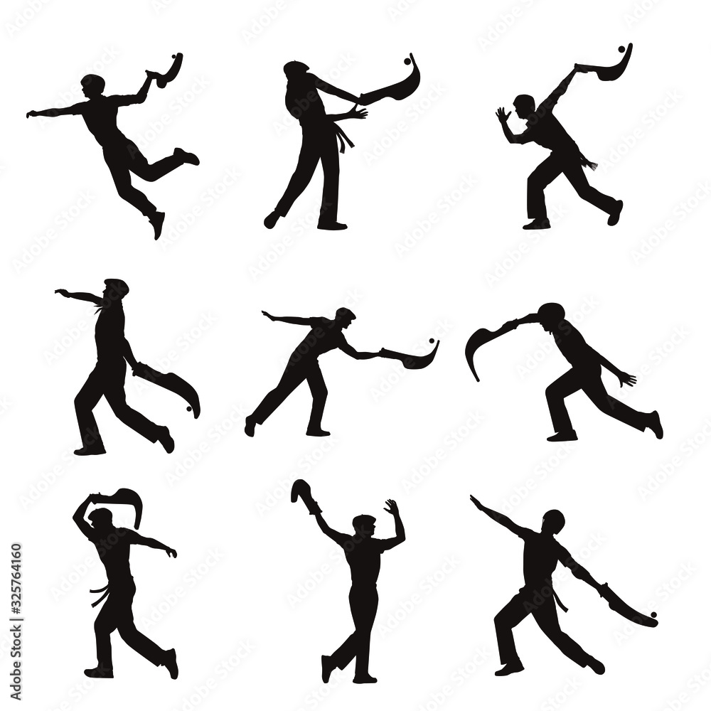 Silhouette of Jai alai Basque Pelota Cesta Punta Player