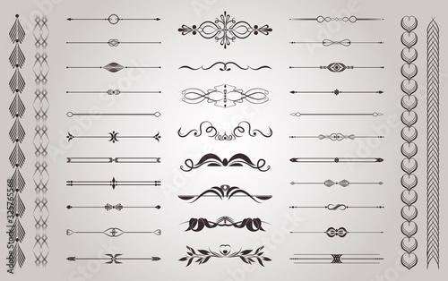 Set of vector vintage decorative elements for wedding decor and book decoration
