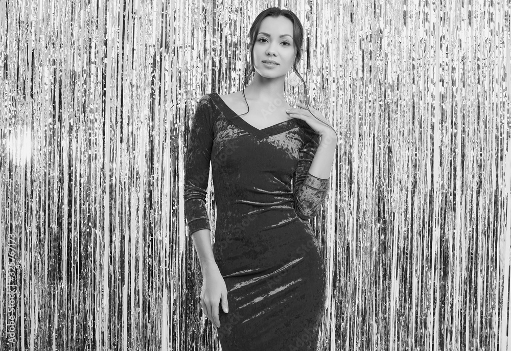 Obraz premium Gorgeous elegant brunette latin woman wearing fashion dress