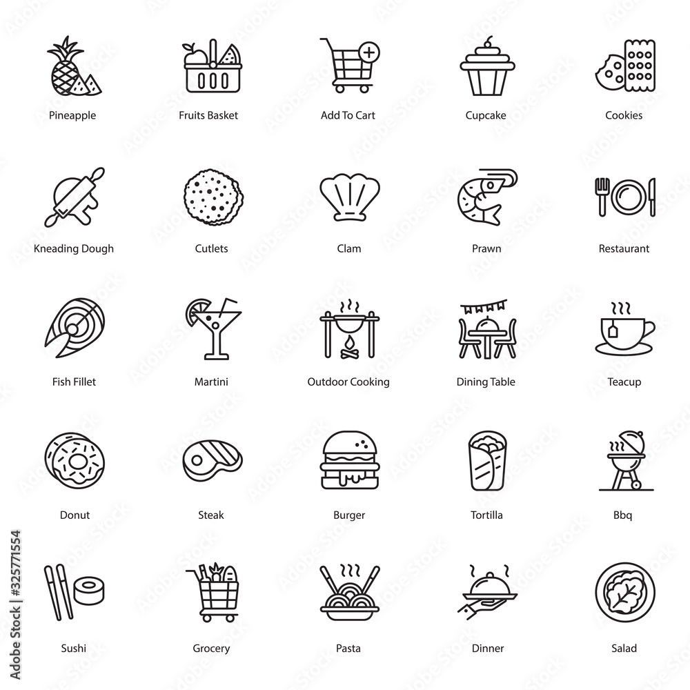  Pack Of Food Line Icons 