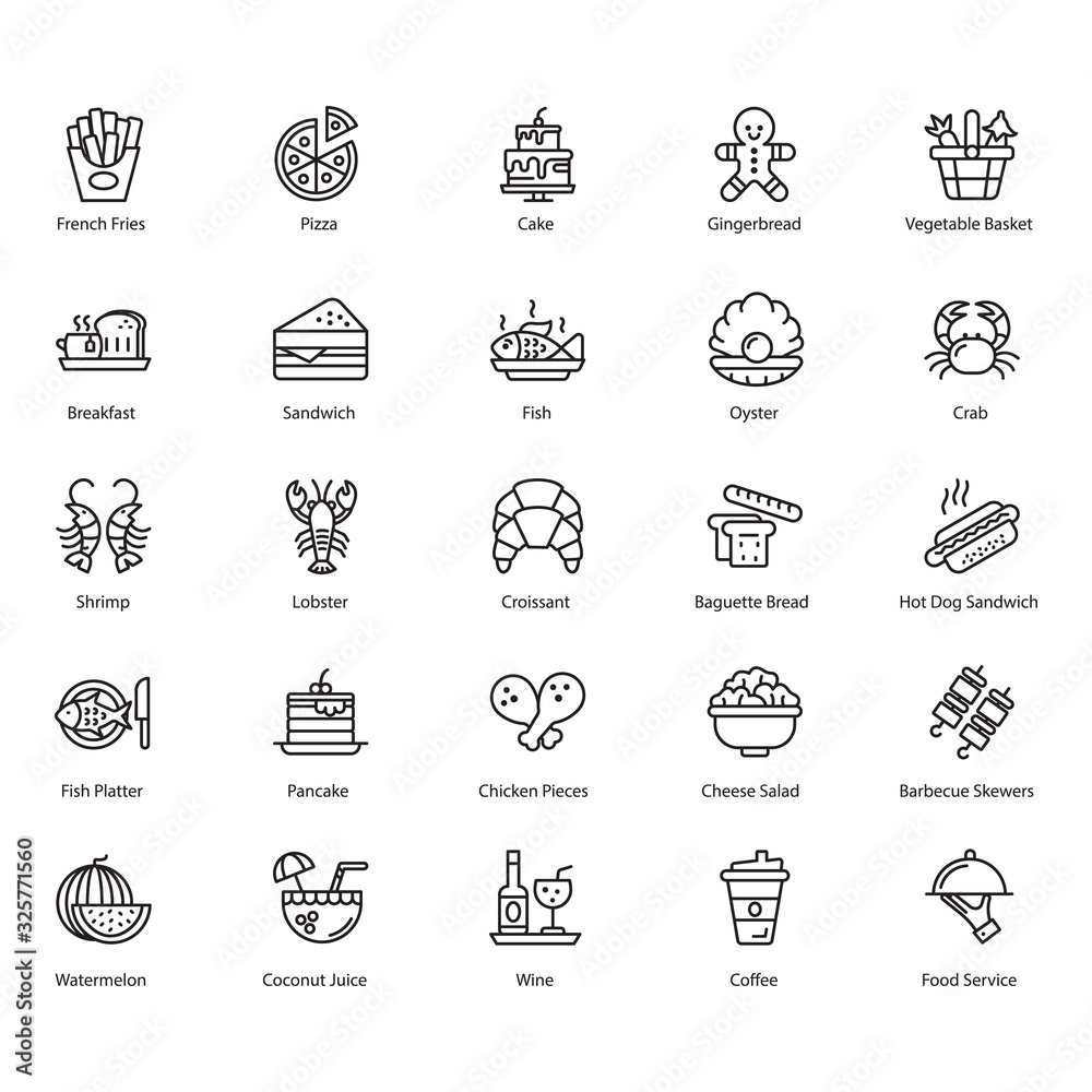 Fast Food Line Icons Pack