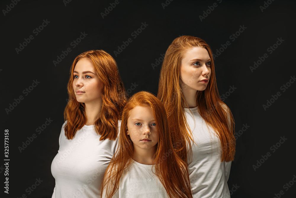 people diversity, natural beauty concept. redhead people, relatives in white clothes isolated in studio. people, diversity, fashion, naturalness people diversity, natural beauty concept. redhead people, relatives in white clothes isolated in studio. people, diversity, fashion, naturalness