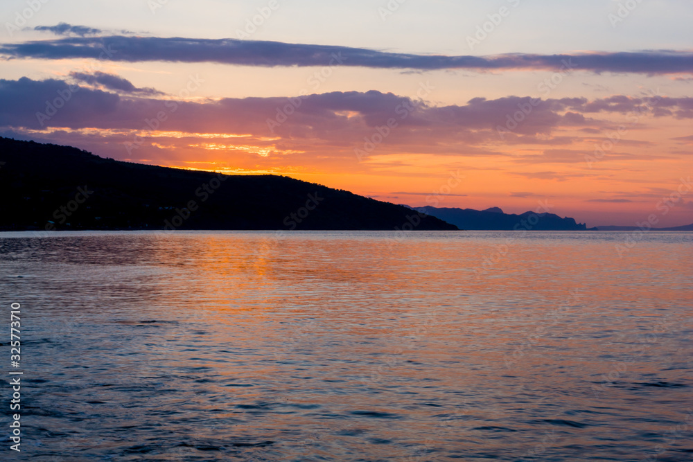 beauty sunset scene on sea