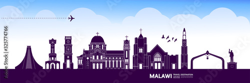 Malawi travel destination grand vector illustration. 