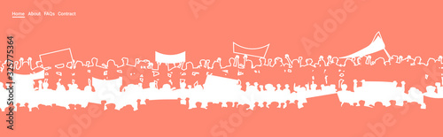 silhouette of people crowd protesters holding protest posters men women with blank vote placards demonstration speech political freedom concept horizontal full length vector illustration