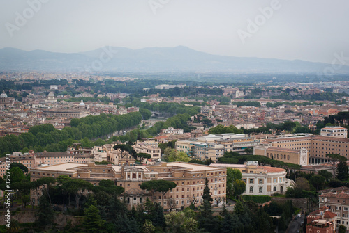 Panorama of the city of Rome from the top. The city of Rome on a cloudy day. Rome, Italy