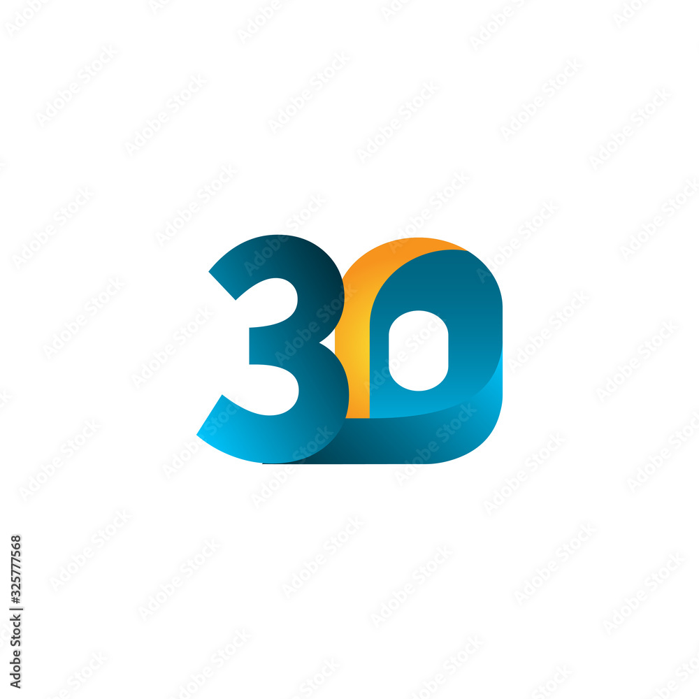 30 Years Anniversary Celebration Gradient Blue Vector Template Design Illustration 30 Years Anniversary Celebration Gradient Blue Vector Template Design Illustration