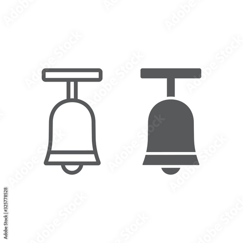 Standing bell line and glyph icon, easter and religion, bell sign, vector graphics, a linear pattern on a white background, eps 10.