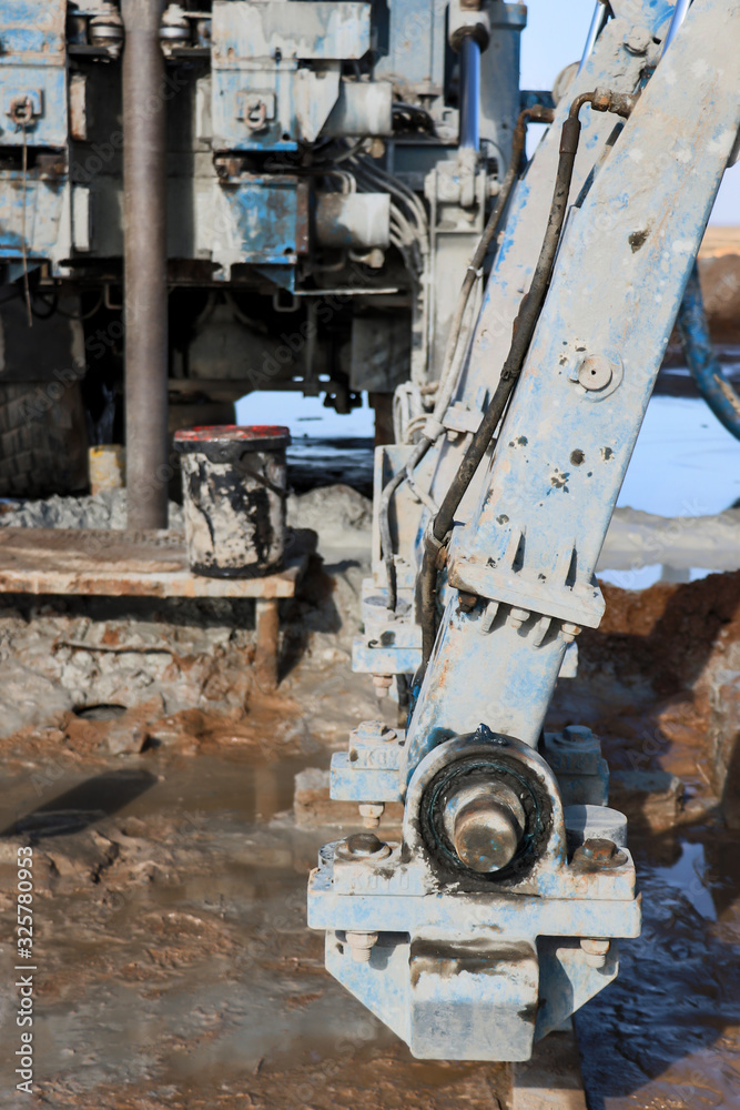 Fototapeta premium Drilling rig. Drilling deep wells. Coring. Industry. Mineral exploration.