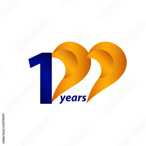 100 Years Anniversary Celebration Gold Blue Unique Vector Template Design Illustration