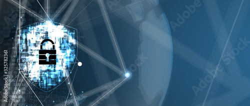 Cybersecurity and information or network protection. Future technology web services for business and internet project