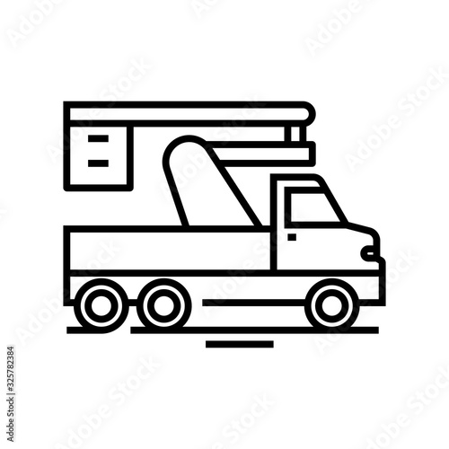 Crane technic line icon, concept sign, outline vector illustration, linear symbol.