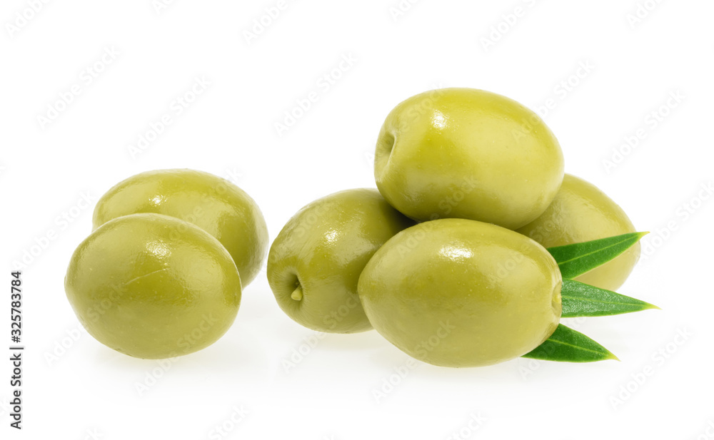 Green olives isolated on white background Green olives isolated on white background