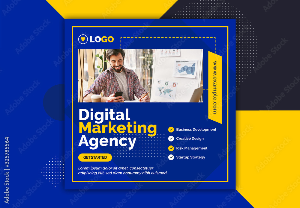 Marketing Instagram Social Media Layout for Digital Agency Stock ...