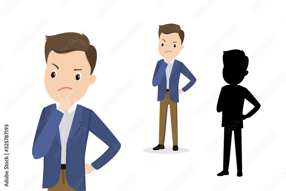 Sad caucasian businessman,Close-up, full-length and silhouette, Sad caucasian businessman,Close-up, full-length and silhouette,