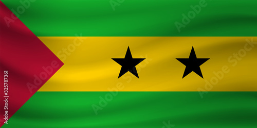 Waving flag of Sao Tome and Principe. Vector illustration