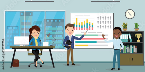 Modern office interior with furniture,business people or office workers
