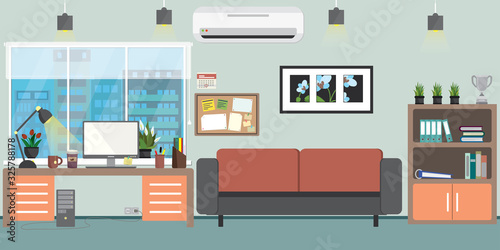 Empty Workplace in Modern office or cabinet in the house