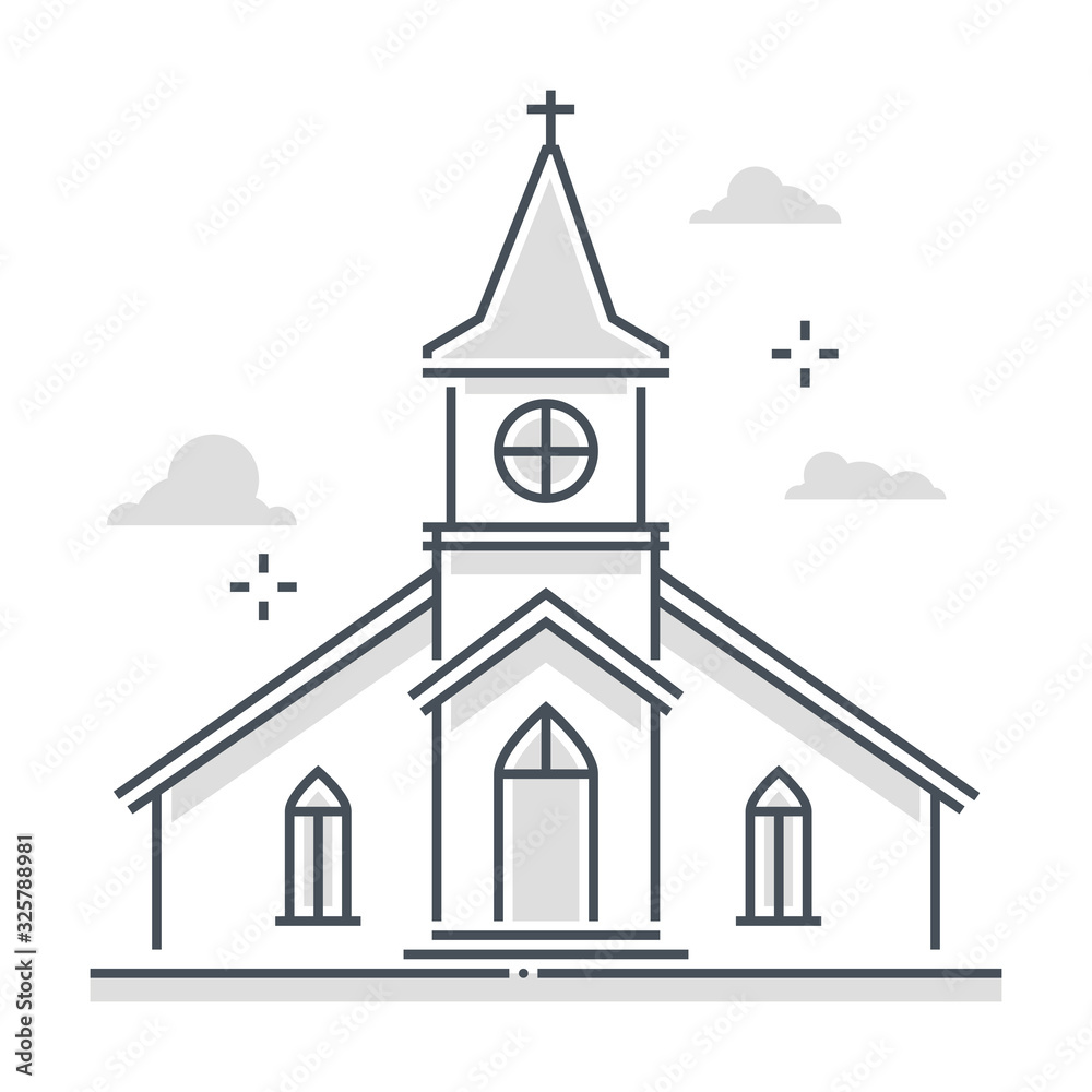 Religious building related color line vector icon, illustration
