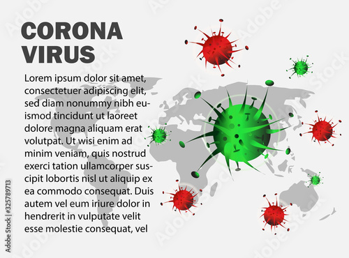 Epidemic flu spreading of world floating influenza virus cells wuhan coronavirus