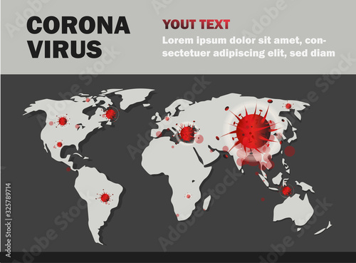 Epidemic flu spreading of world floating influenza virus cells wuhan coronavirus