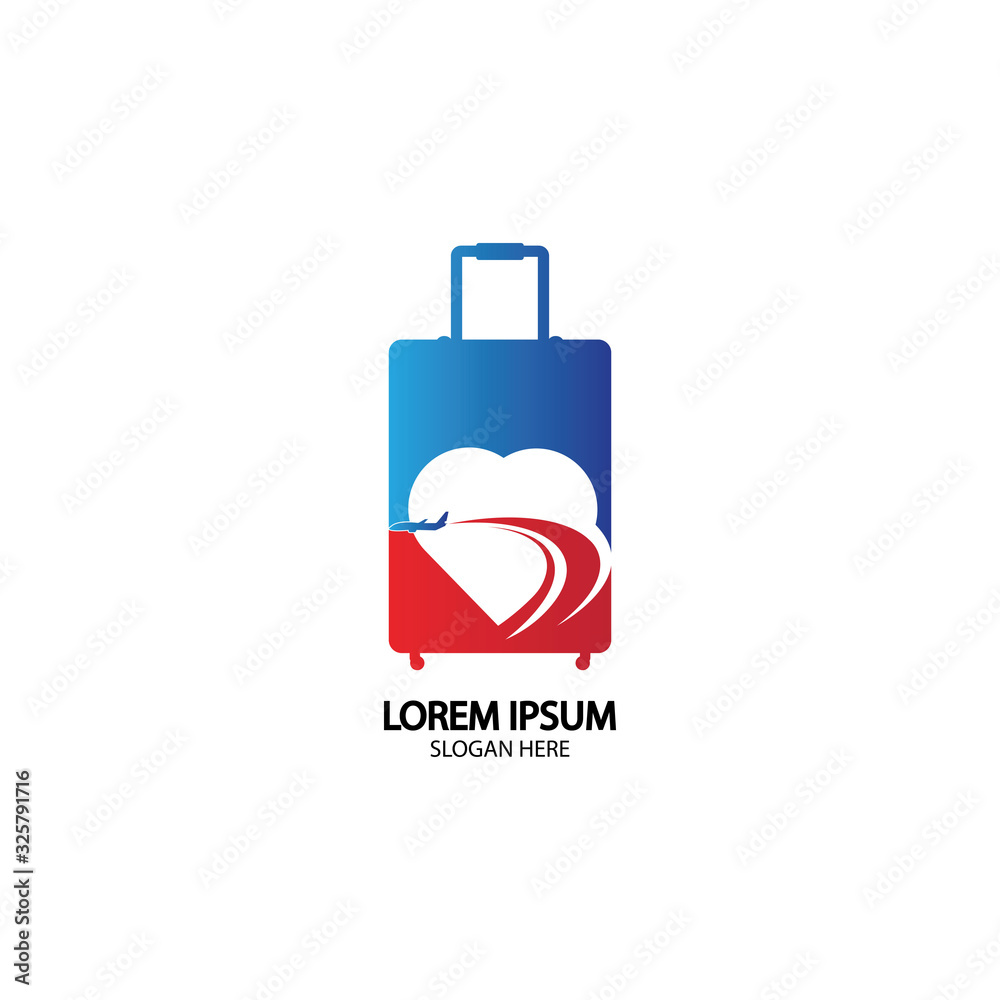 Travel logo, holidays, tourism, business trip company logo design. bag vector with airplane Travel logo, holidays, tourism, business trip company logo design. bag vector with airplane