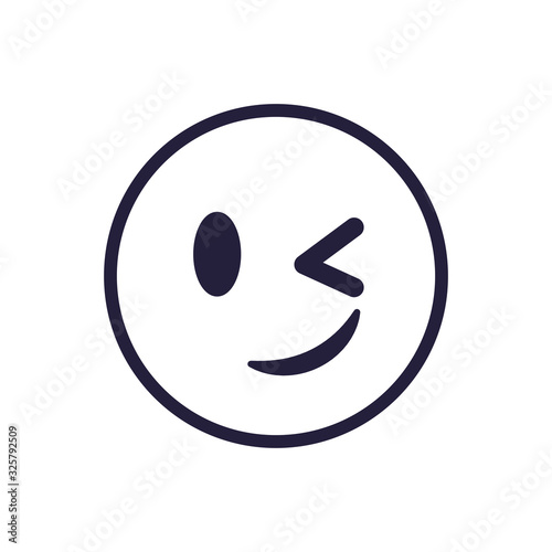 Wink emoji face flat style icon vector design