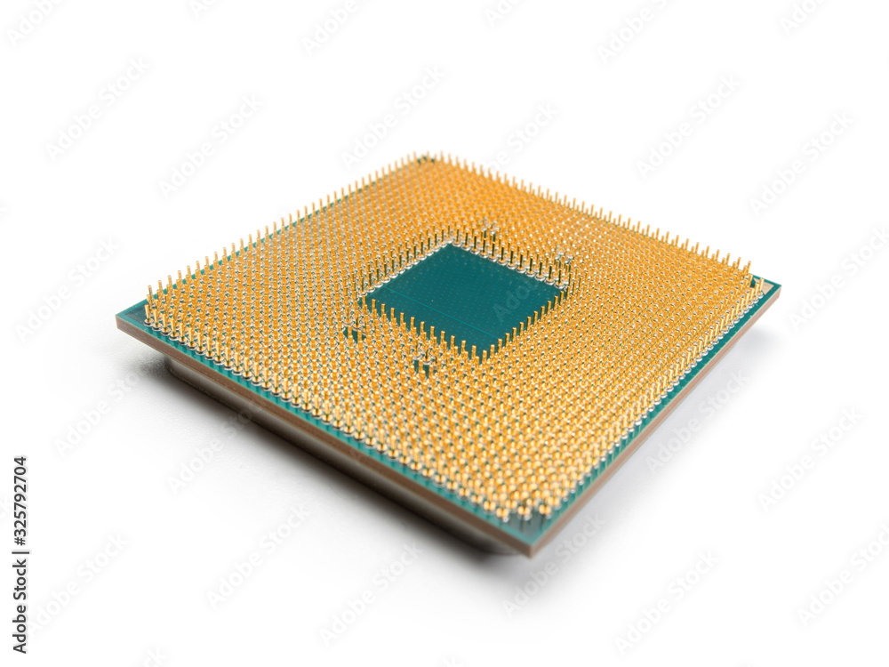 CPU close up with selective focus on white CPU close up with selective focus on white