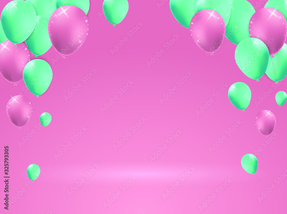 Set of Isolated Balloons in the Air for Birthday , Anniversary , Celebration , Events . Isolated Vector Elements