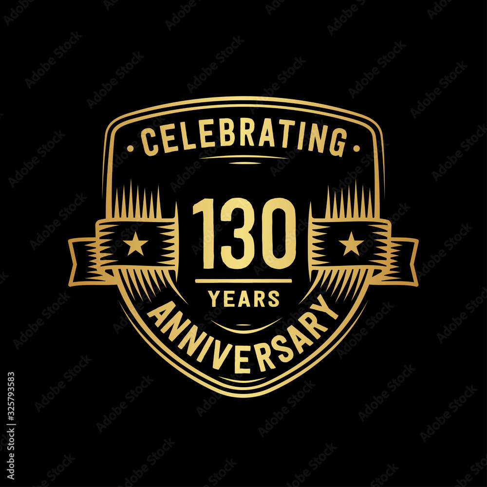 130 years anniversary celebration shield design template. Vector and illustration. 130 years anniversary celebration shield design template. Vector and illustration.