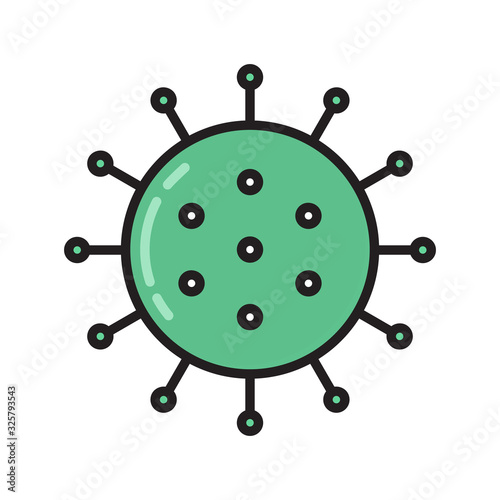 Virus icon vector in outline style. Bacteriological attack. Virology is a symbol for a medical, scientific site.