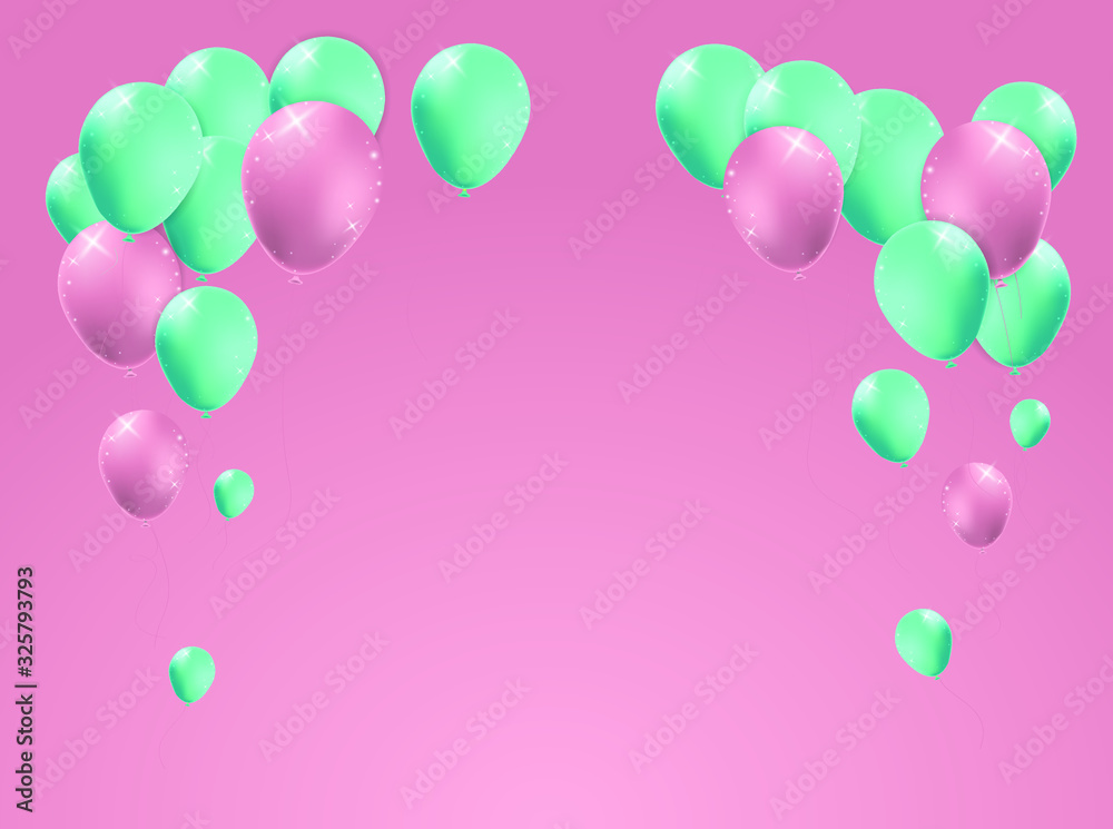 Set of Isolated Balloons in the Air for Birthday , Anniversary , Celebration , Events . Isolated Vector Elements