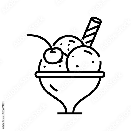 Dessert icecream line icon, concept sign, outline vector illustration, linear symbol.