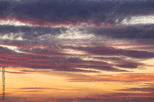 Fiery orange sunset sky. Beautiful sky