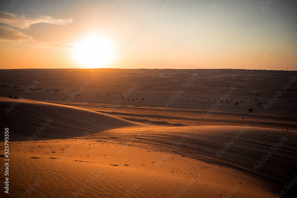 Sunset in Wahiba Sands desert, Oman