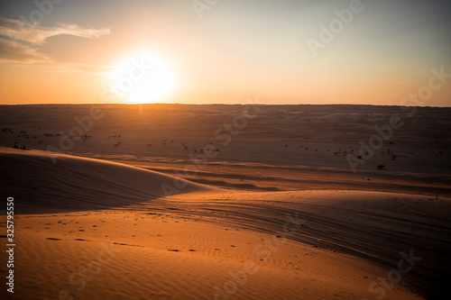 Sunset in Wahiba Sands desert  Oman