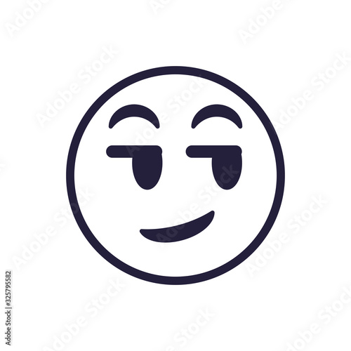 Smirk emoji face flat style icon vector design