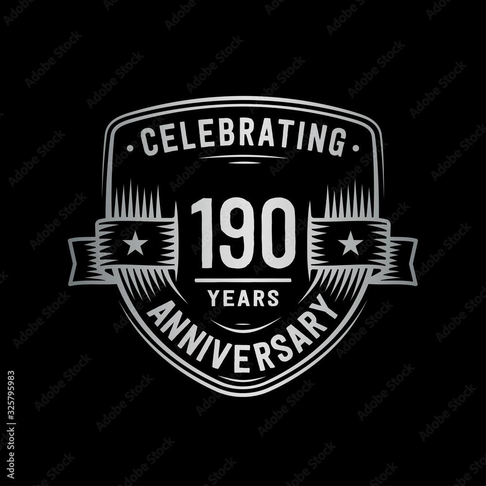 Fototapeta premium 190 years anniversary celebration shield design template. Vector and illustration.