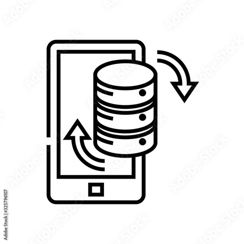 Data converting line icon, concept sign, outline vector illustration, linear symbol.