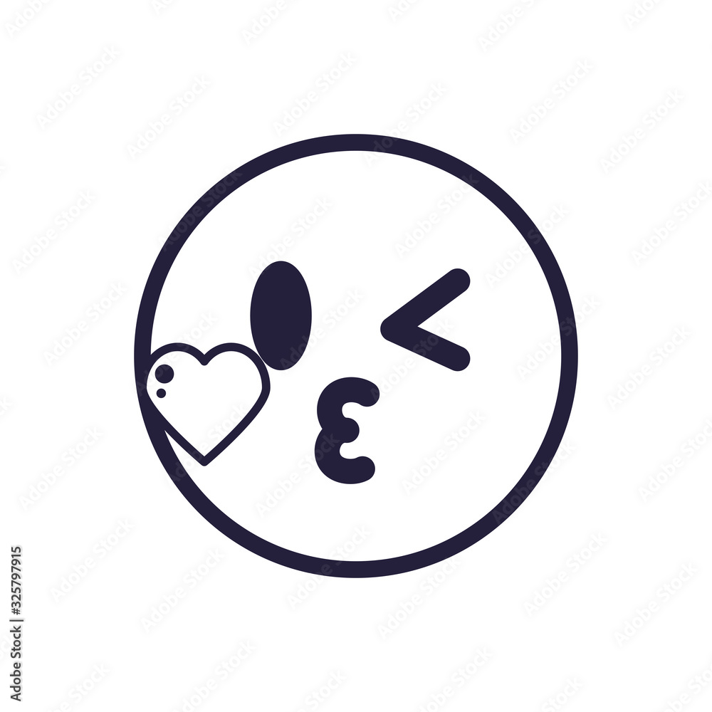 Kissing emoji face flat style icon vector design Kissing emoji face flat style icon vector design