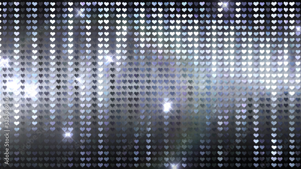 Glitter Heart Spangle line curtain 3D illustration background. Glitter Heart Spangle line curtain 3D illustration background.