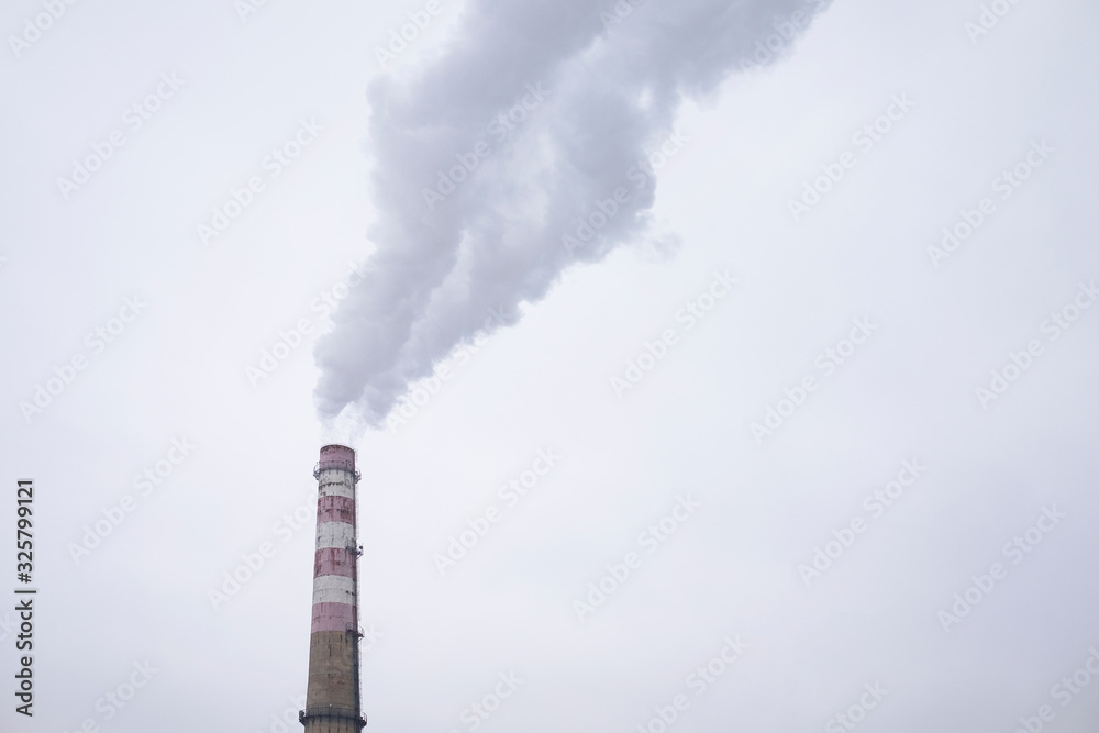 A large industrial Smokestack Emissions