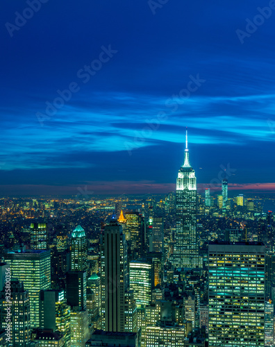 View of New York Manhattan during sunset hours