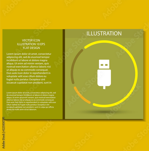Flash drive vector icon , lorem ipsum Flat design