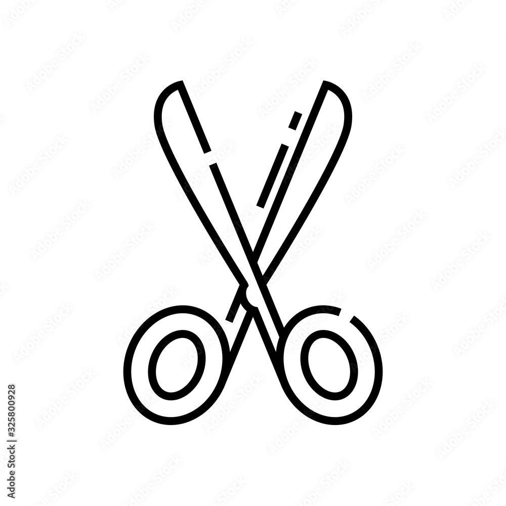 Dress scissors line icon, concept sign, outline vector illustration, linear symbol. Dress scissors line icon, concept sign, outline vector illustration, linear symbol.