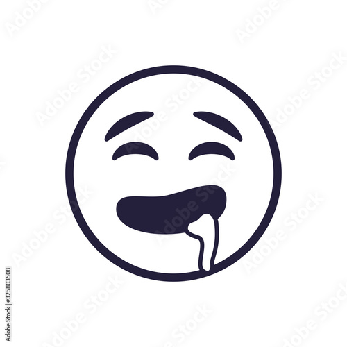 Drooling emoji face flat style icon vector design
