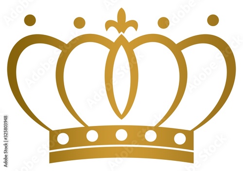 Krone mit Lilie in Gold auf einem weißen isolierten Hintergrund.