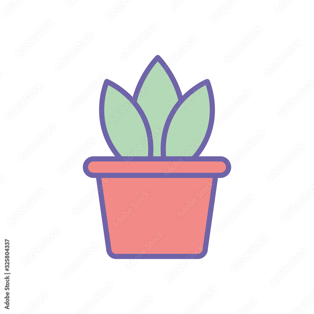 Isolated plant inside pot line and fill style icon vector design Isolated plant inside pot line and fill style icon vector design