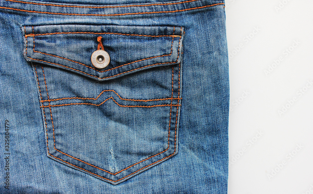 Blue denim jeans back pocket with button, jean texture fabric close up.  Modern urban lifestyle jeans background, casual style denim clothing, jeans  pocket fashion detail Stock Photo | Adobe Stock